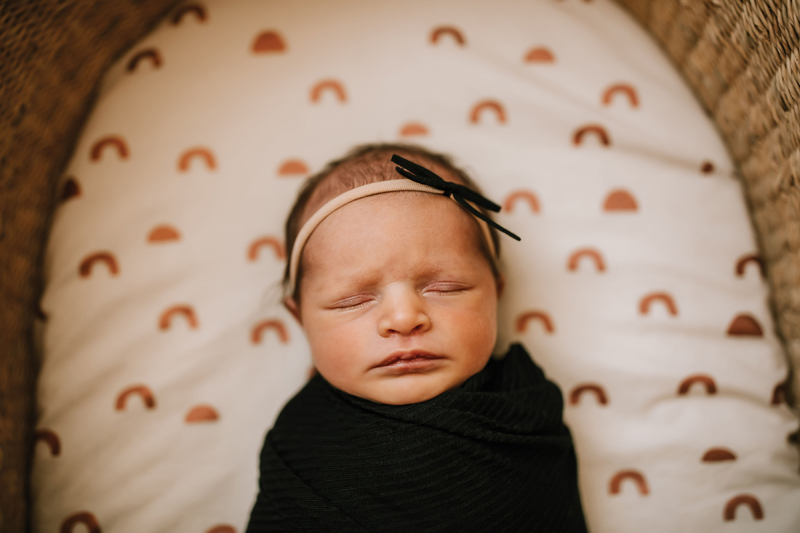Atlanta Newborn Photographer, newborn baby girl lay in cozy crib